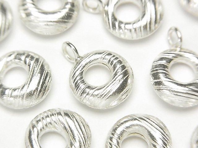 Karen Silver Donut Charm 17x13x5mm 1pc