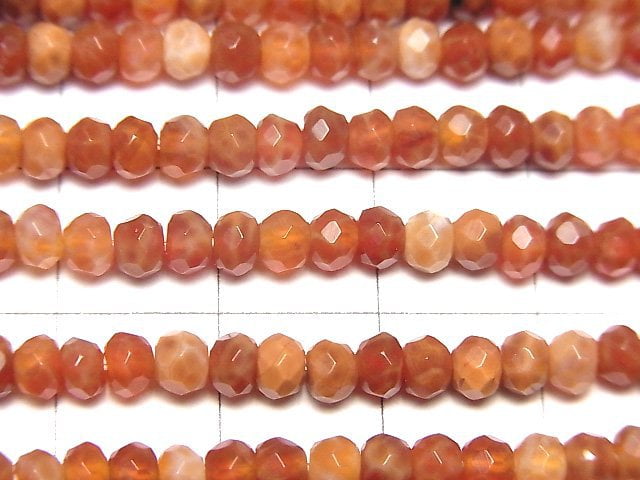 [Video] Fire Agate Faceted Button Rondelle 4 x 4 x 3 mm half or 1 strand beads (aprx. 15 inch / 38 cm)