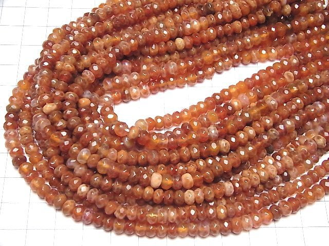 [Video] Fire Agate Faceted Button Rondelle 6 x 6 x 4 mm half or 1 strand (apr x 15 inch / 38 cm)