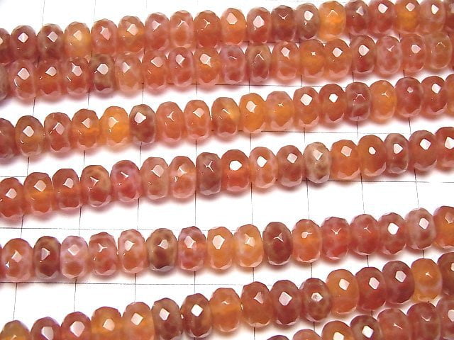 [Video] Fire agate Faceted Button Rondelle 8x8x5mm half or 1strand beads (aprx.15inch/38cm)
