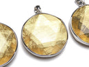 Meteorite (Muonionalusta ) Pendant Both Side Finish 37mm Yellow Gold Color