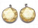 Meteorite (Muonionalusta ) Pendant Both Side Finish 37mm Yellow Gold Color