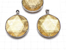 Meteorite (Muonionalusta ) Pendant Both Side Finish 37mm Yellow Gold Color