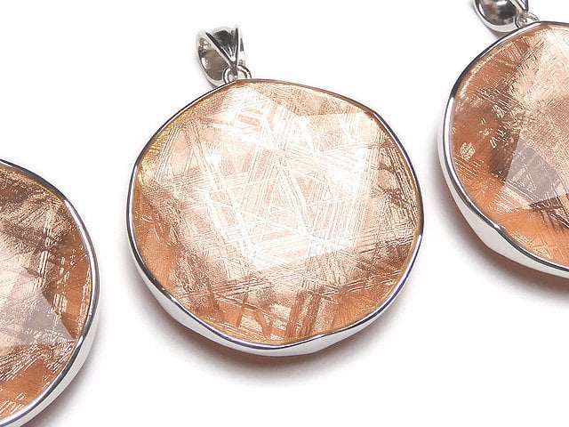 Meteorite (Muonionalusta ) Pendant Both Side Finish 37mm Pink GoldColor