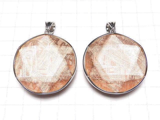 Meteorite (Muonionalusta ) Pendant Both Side Finish 37mm Pink GoldColor