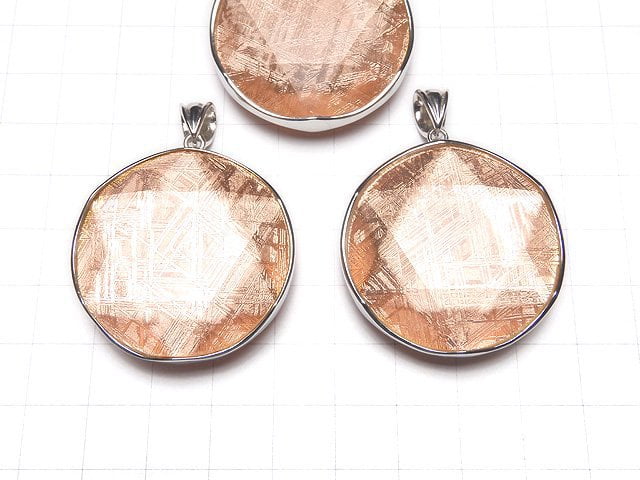Meteorite (Muonionalusta ) Pendant Both Side Finish 37mm Pink GoldColor
