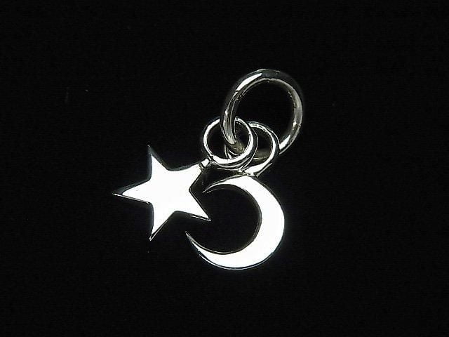Silver 925 Star & New Moon Charm (1 piece)