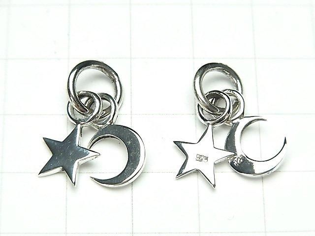 Silver 925 Star & New Moon Charm (1 piece)