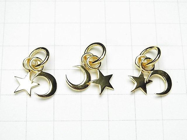 Silver 925 Star & New Moon Charm 18KGP 1pc