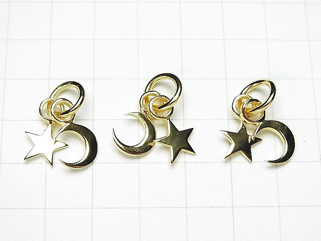 Silver925 Star & New Moon Charm 18KGP 1pc