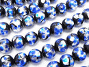 Lampwork Beads Round 12mm [Blue x Silver] 1/4 or 1strand beads (aprx.14inch/34cm)