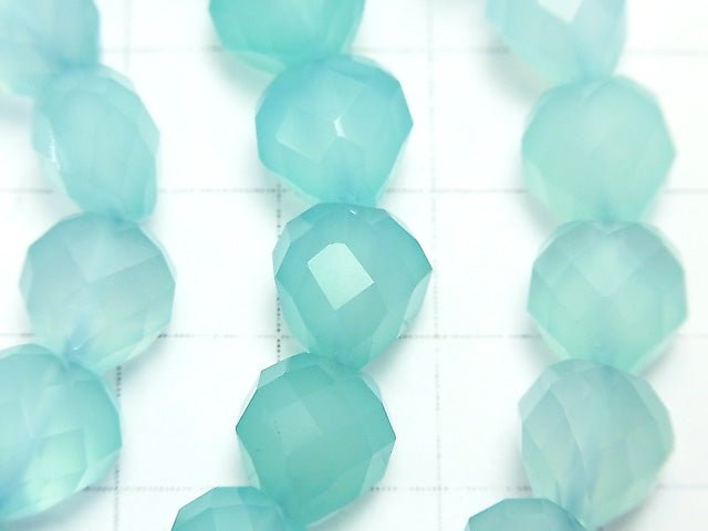 [Video] High Quality! Sea Blue Chalcedony AAA Vertical Hole Heart cut 9x9x7mm 1strand (Bracelet)