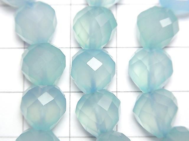 海藍玉髓 AAA 垂直孔心形切割 9x9x7mm 1 串珠子 (手鍊) 高品質！