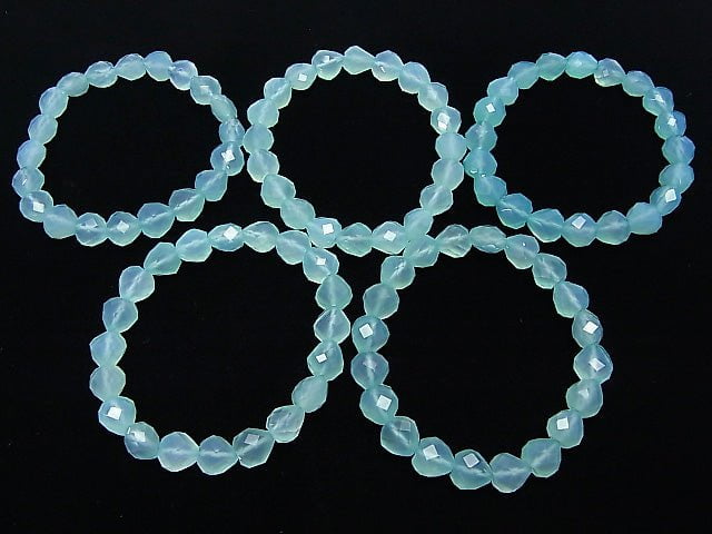 [Video] High Quality! Sea Blue Chalcedony AAA Vertical Hole Heart cut 9x9x7mm 1strand (Bracelet)