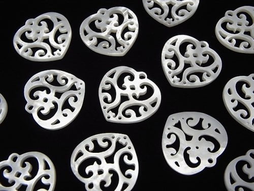 1pc $4.79! High Quality White Shell Watermark Heart 19x20x1.5 1pc