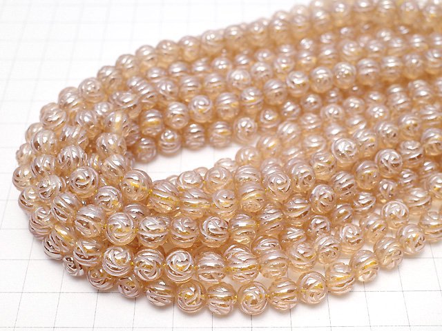 Champagne Color Quartz Round Rose Cut 8mm half or 1strand beads (aprx.15inch / 37cm)