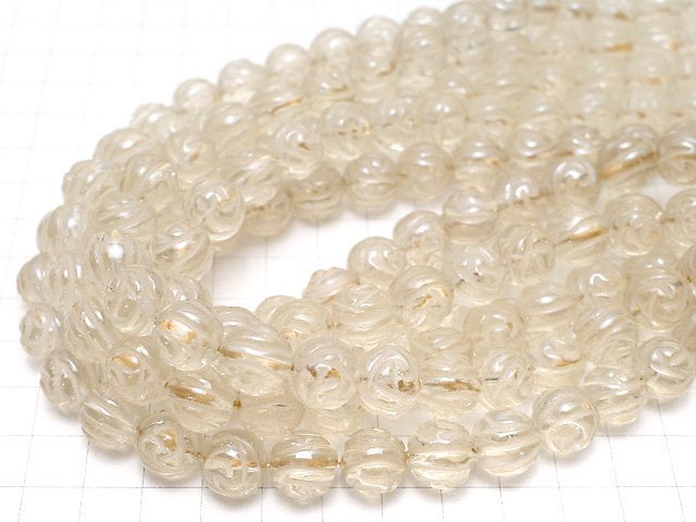 Champagne color quartz Round Rose Cut 12mm half or 1strand beads (aprx.15inch / 36cm)