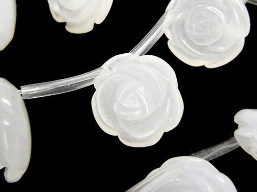 Rose, White Jade Gemstone Beads