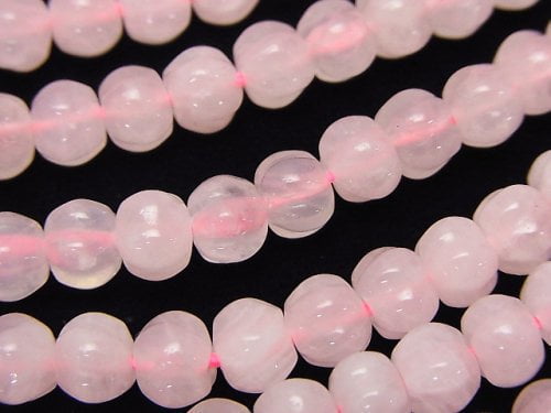 Pumpkin Shape, Rose Quartz Gemstone Beads