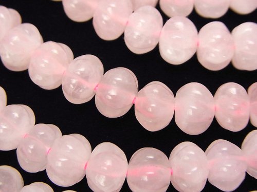 Pumpkin Shape, Rose Quartz Gemstone Beads