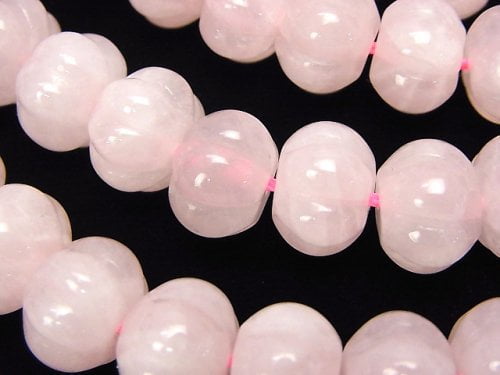 Pumpkin Shape, Rose Quartz Gemstone Beads