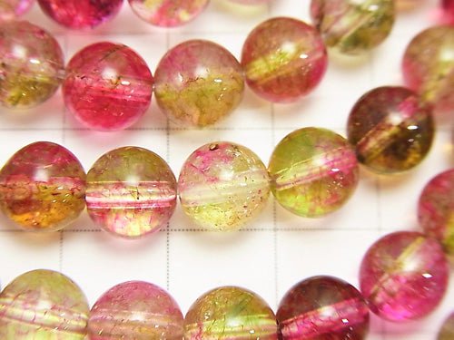 [Video] Water melon crystal Round 8mm half or 1strand beads (aprx.15inch / 38cm)