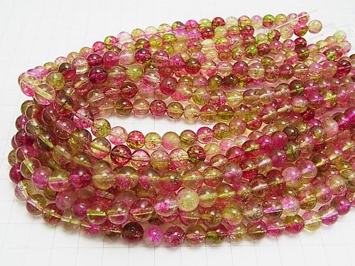 [Video] Water melon crystal Round 8mm half or 1strand beads (aprx.15inch / 38cm)