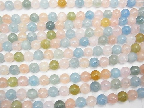 Beryl Mix (Multi Color Aquamarine) AA ++ Round 8 mm half or 1 strand (aprx.15 inch / 38 cm)