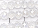 Glass Beads Faceted Button Rondelle 6 x 6 x 4 mm Silver - Crystal AB 1strand beads (aprx.16 inch / 39 cm)