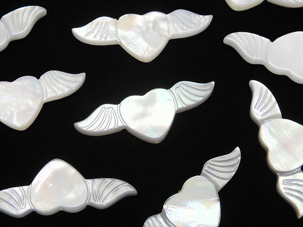 Angel Wing, Heart, Mother of Pearl (Shell Beads) Pearl & Shell Beads