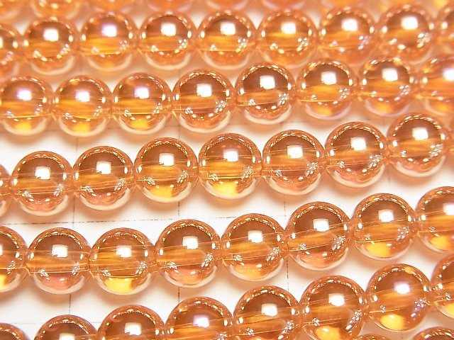 [Video] Orange Flash Crystal Round 6mm 1strand beads (aprx.15inch/37cm)