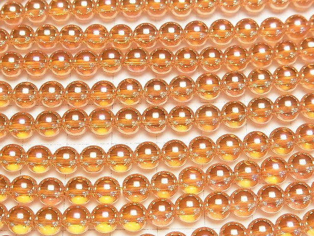 [Video] Orange Flash Crystal Round 6mm 1strand beads (aprx.15inch/37cm)