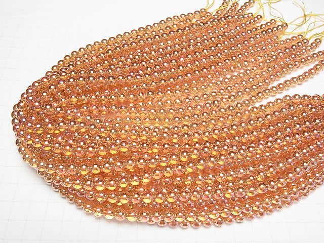 [Video] Orange Flash Crystal Round 6mm 1strand beads (aprx.15inch/37cm)