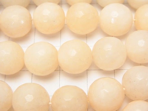 1strand $6.79! Milky beige color Jade 128 Faceted Round 12 mm 1strand beads (aprx.15 inch / 36 cm)