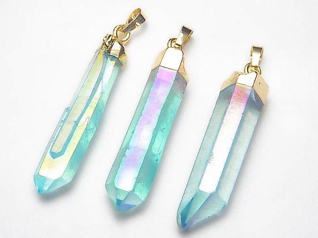 [Video] Crystal AA++ Point Pendant Blue-Green & Pink AB Coating 1pc