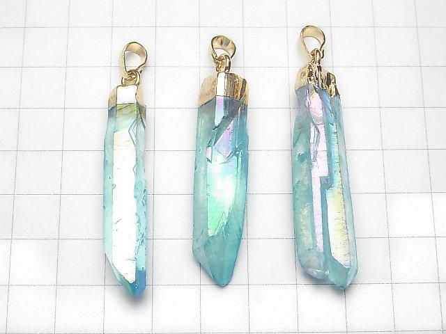 [Video] Crystal AA++ Point Pendant Blue-Green & Pink AB Coating 1pc