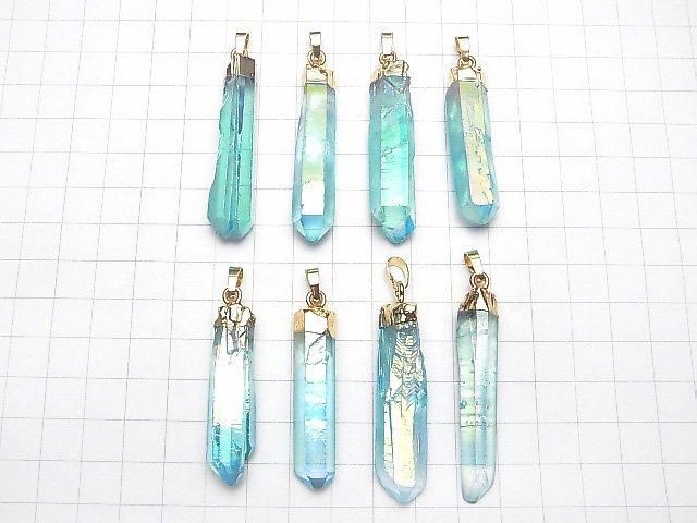 [Video] Crystal AA++ Point Pendant Blue-Green & Pink AB Coating 1pc