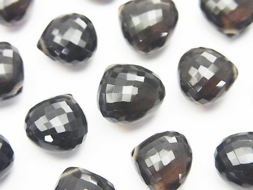 Chestnut Shape, Faceted Briolette, Smoky Quartz Gemstone Beads