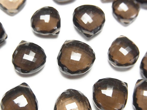 Chestnut Shape, Faceted Briolette, Smoky Quartz Gemstone Beads