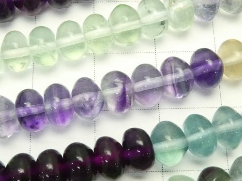 Fluorite AAA Roundel 6x6x4mm Color Gradation 1strand beads (aprx.15inch/36cm)