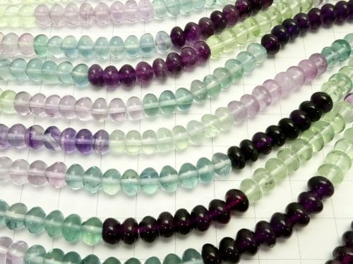 Fluorite AAA Roundel 6x6x4mm Color Gradation 1strand beads (aprx.15inch/36cm)