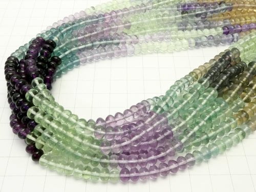 Fluorite AAA Roundel 6x6x4mm Color Gradation 1strand beads (aprx.15inch/36cm)