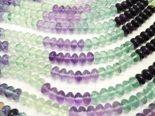 1strand $19.99! Fluorite AAA Roundel 8 x 8 x 6 mm color gradation 1 strand beads (aprx.15 inch / 36 cm)