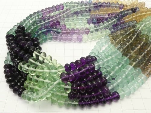 1strand $19.99! Fluorite AAA Roundel 8 x 8 x 6 mm color gradation 1 strand beads (aprx.15 inch / 36 cm)