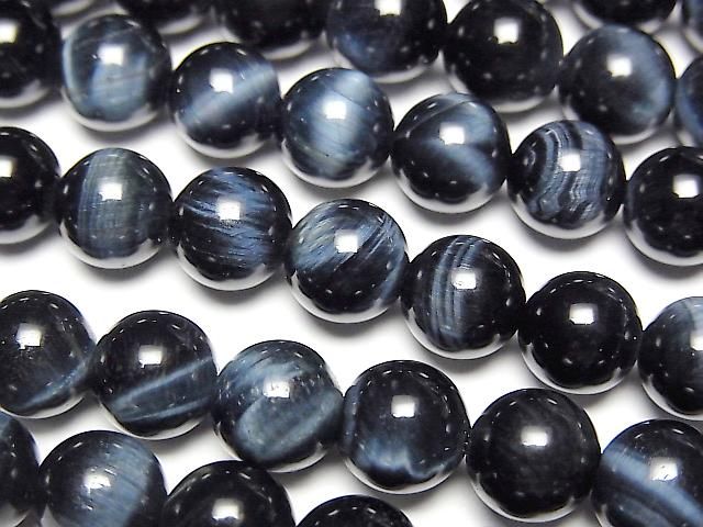 [Video] High-quality Natural Color Blue Tiger's Eye AAA Round 8mm half or 1-strand beads (approx. 15 inches/36 cm)