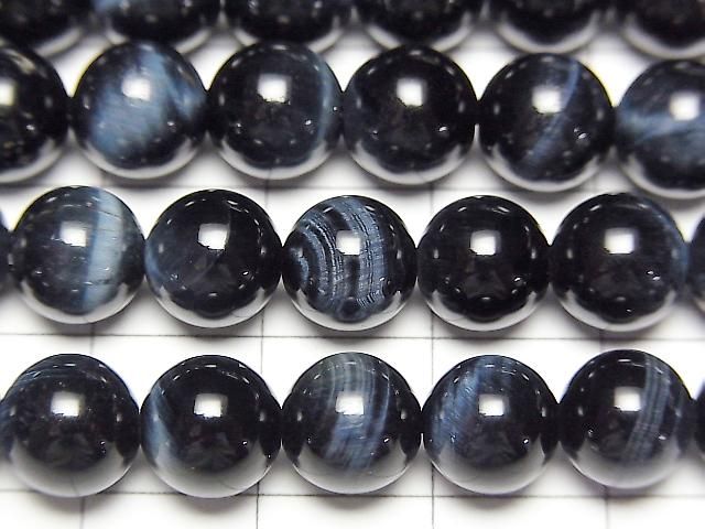 [Video] High-quality Natural Color Blue Tiger's Eye AAA Round 8mm half or 1-strand beads (approx. 15 inches/36 cm)