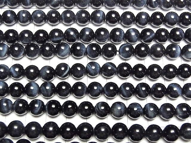 [Video] High-quality Natural Color Blue Tiger's Eye AAA Round 8mm half or 1-strand beads (approx. 15 inches/36 cm)