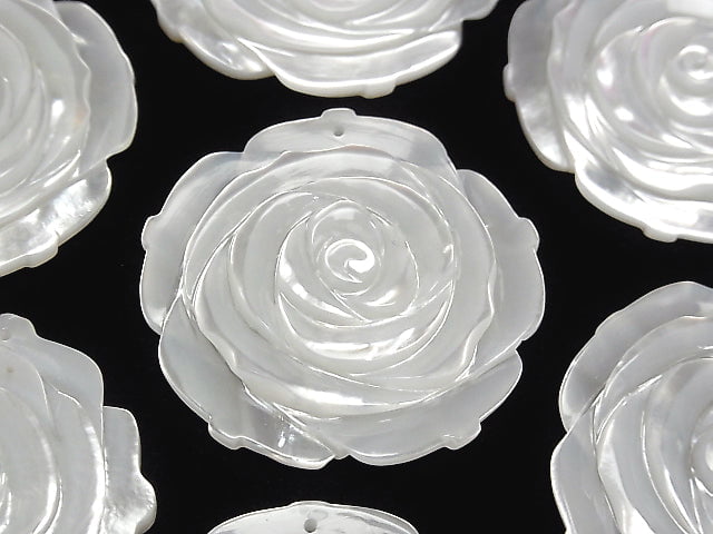 [Video] High Quality White Shell (Silver-lip Oyster) AAA Rose 40mm 1pc