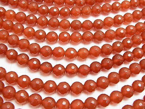 1strand $8.79! Red Agate AAA 128 Faceted Round 8 mm 1strand beads (aprx.15 inch / 38 cm)