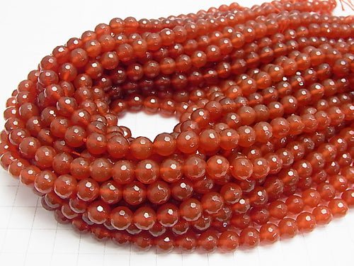 1strand $8.79! Red Agate AAA 128 Faceted Round 8 mm 1strand beads (aprx.15 inch / 38 cm)